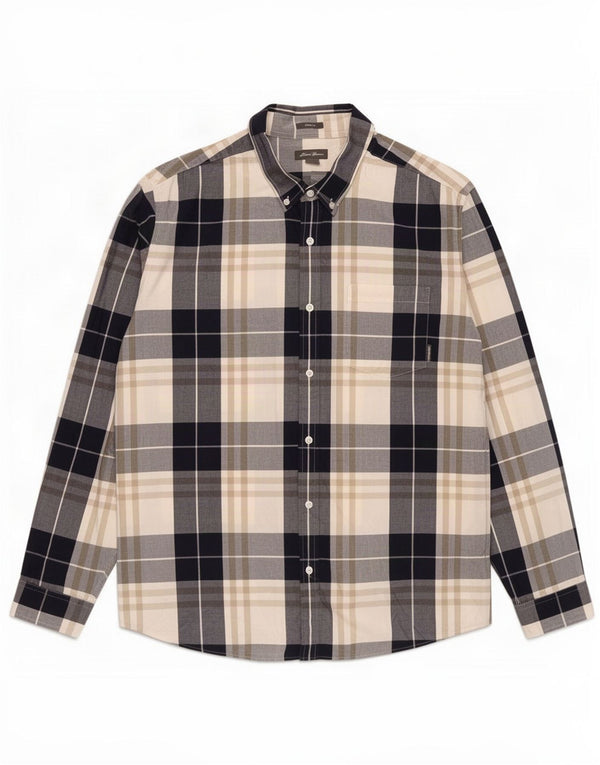 Eddie Bauer Camisa masculina clássica de ajuste 2XL algodão xadrez azul marinho