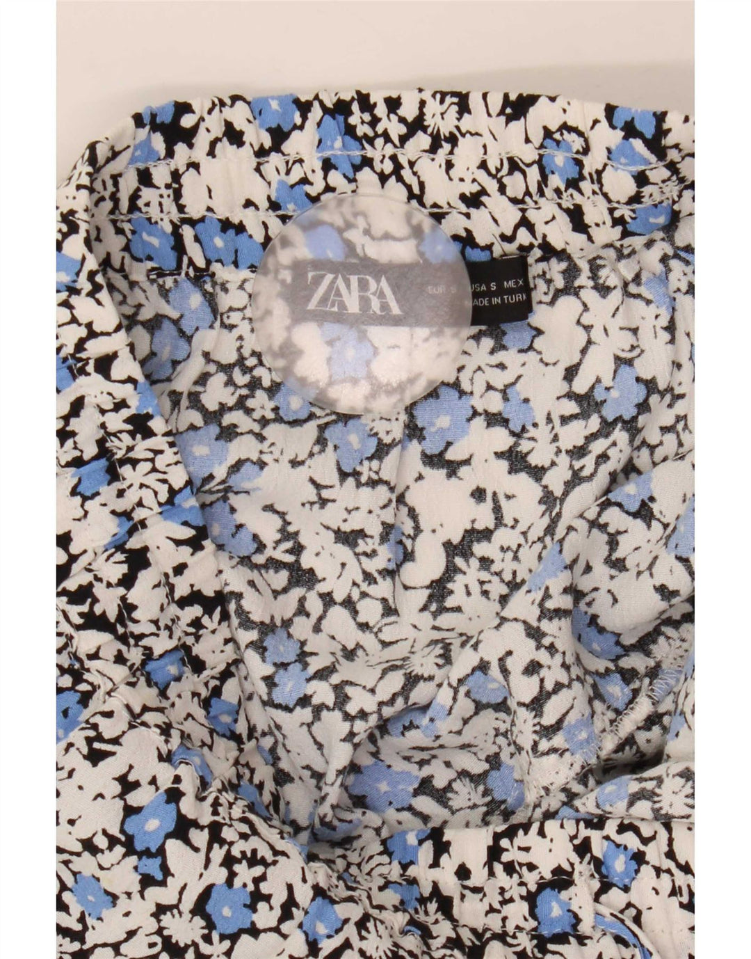 Calça quente feminina Zara pequena W26 viscose floral multicolorida