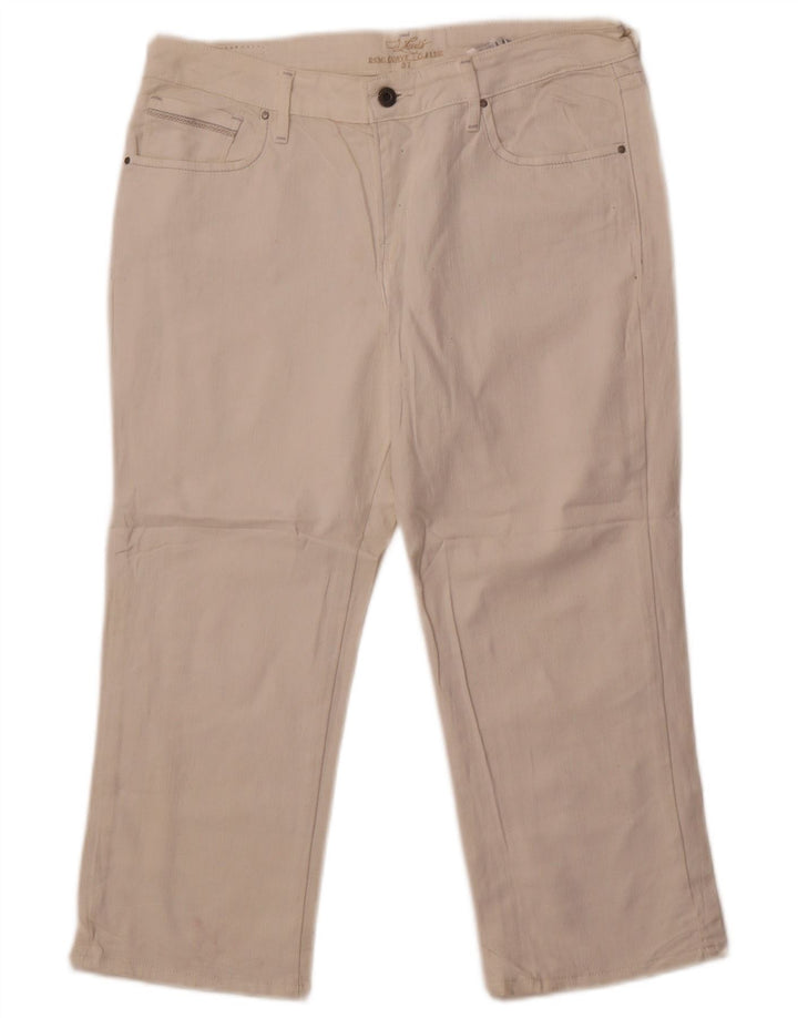 Calça jeans feminina Levi's Capri US 12 grande W32 L22 algodão branco