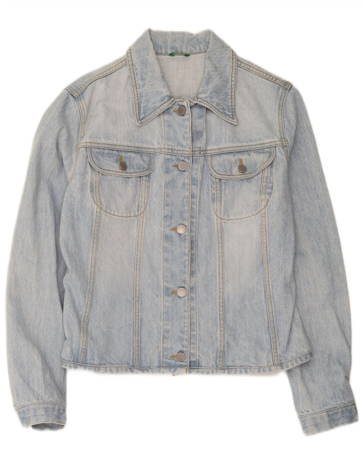Jaqueta jeans feminina Benetton UK 14 algodão azul médio