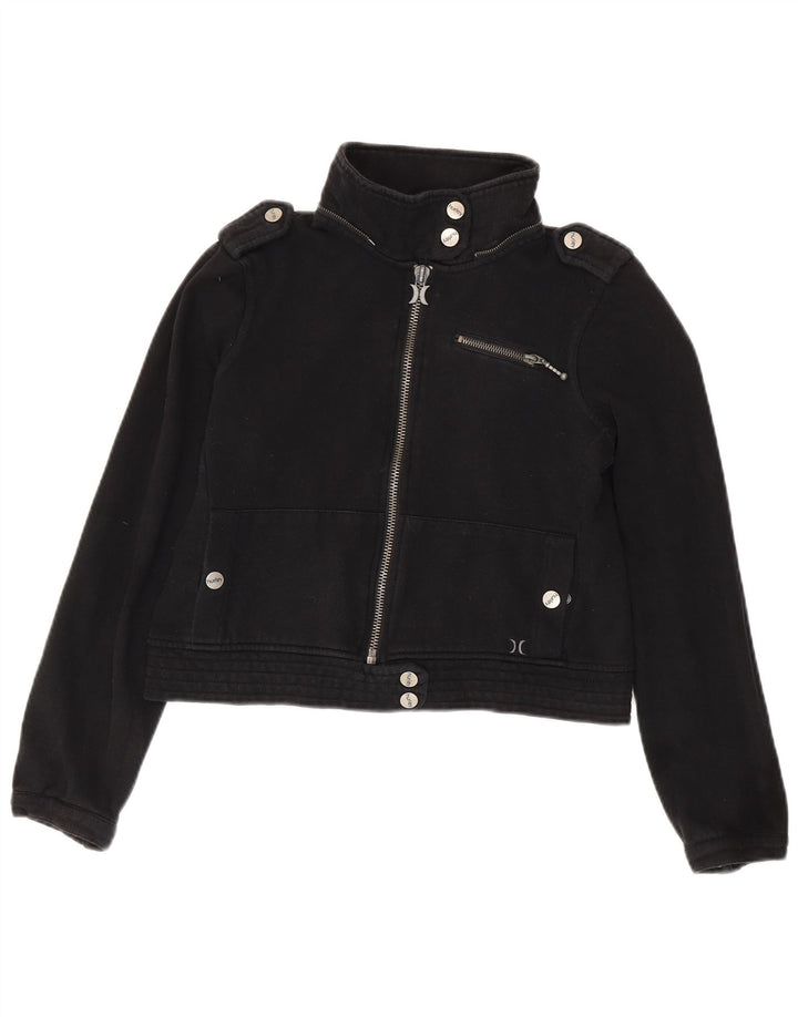 Jaqueta bomber militar Hurley feminina UK 14 algodão preto médio