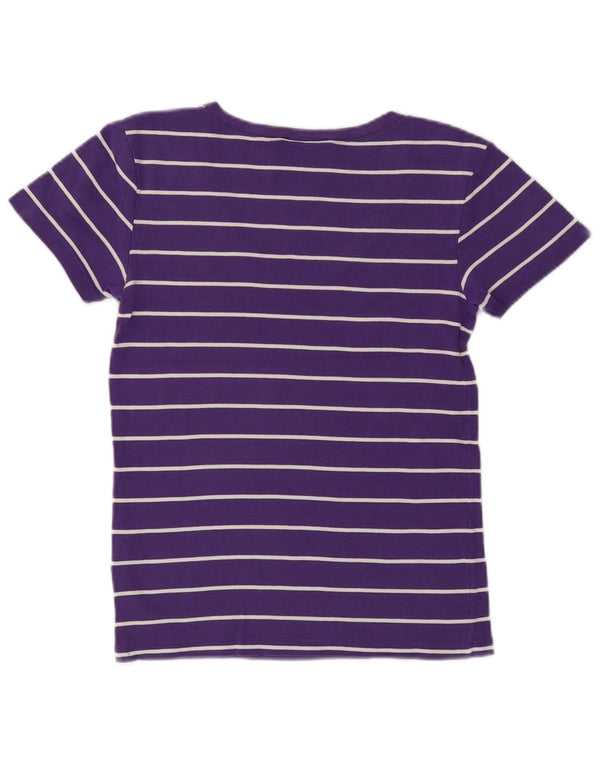 Camiseta feminina RALPH LAUREN UK 14 grande algodão listrado roxo