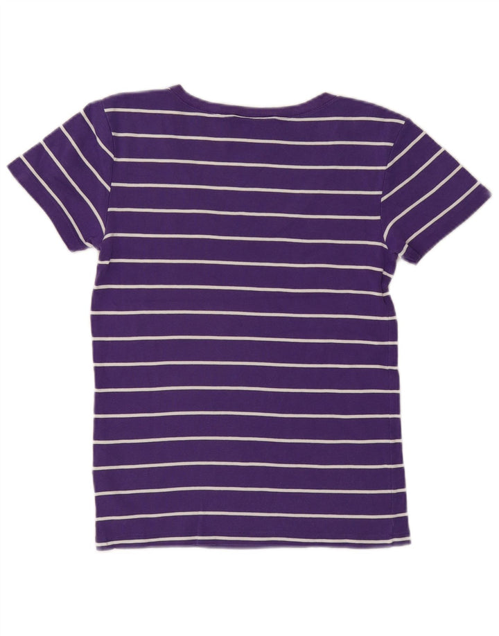 Camiseta feminina RALPH LAUREN UK 14 grande algodão listrado roxo