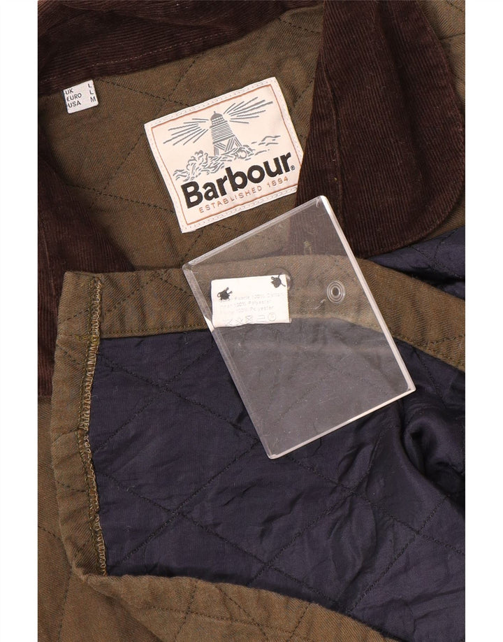 Jaqueta acolchoada masculina Barbour UK 40 grande algodão cáqui