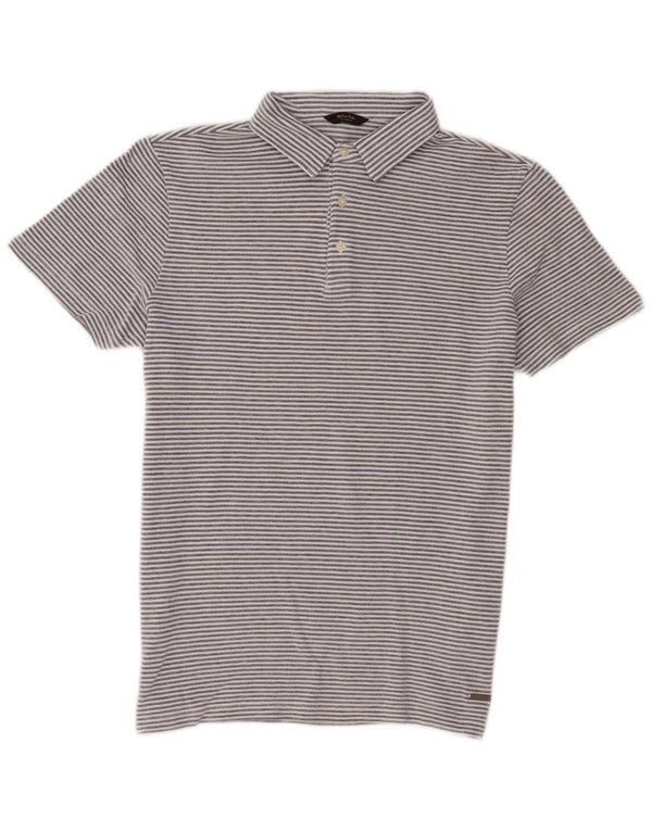 Camisa polo masculina Massimo Dutti de algodão listrado azul médio