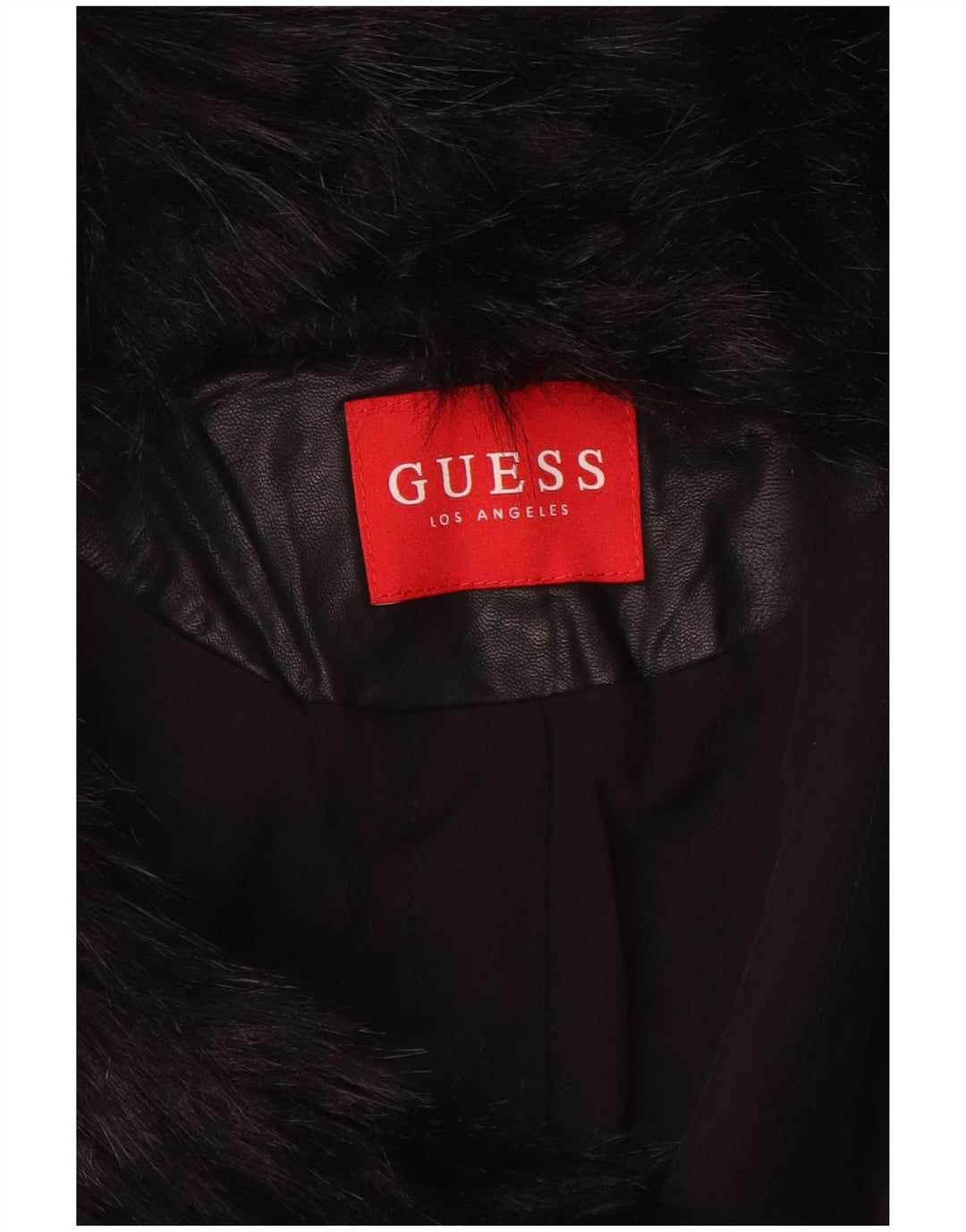 Jaqueta feminina de couro sintético GUESS UK 6 XS poliuretano preto