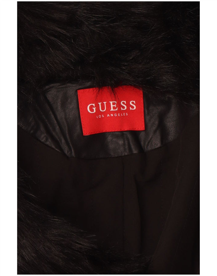 Jaqueta feminina de couro sintético GUESS UK 6 XS poliuretano preto
