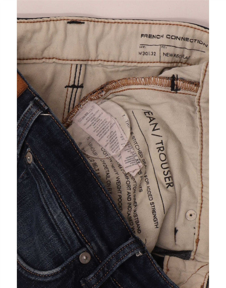 French Connection Masculino Regular Straight Jeans W30 L32 Azul Marinho Algodão