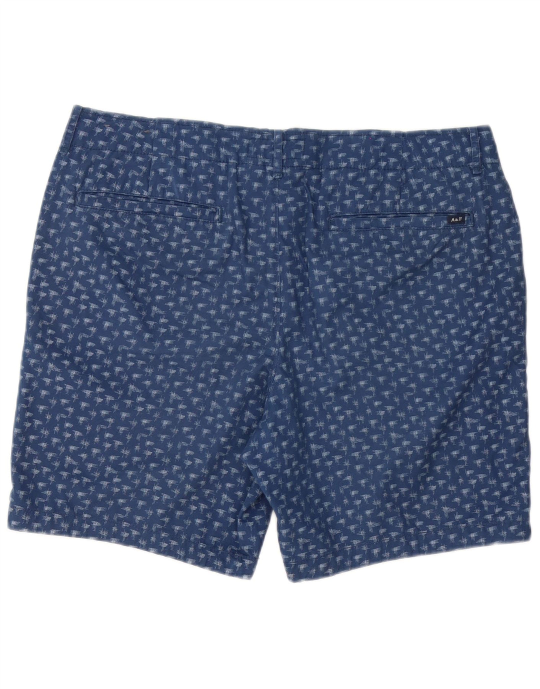 Shorts Chino masculino Abercrombie & Fitch com padrão abstrato W36 grande azul marinho