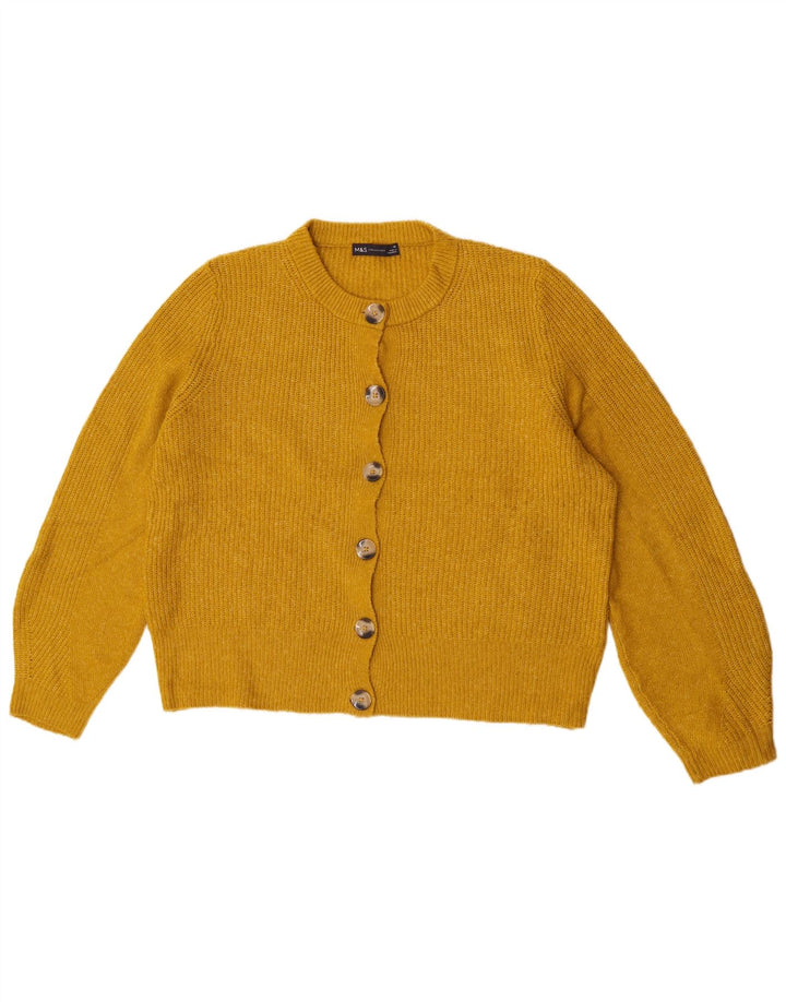 Suéter cardigã feminino grande Marks & Spencer Reino Unido 16 grande amarelo