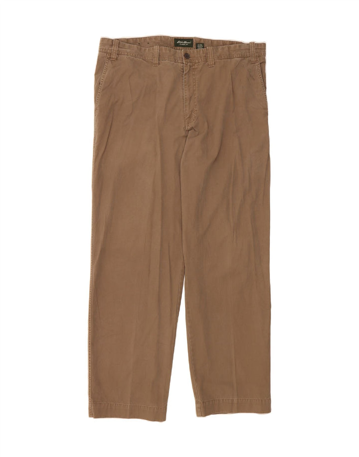 EDDIE BAUER Mens Classic Fit Straight Chino Trousers W40 L34 Brown Cotton Vintage Eddie Bauer and Second-Hand Eddie Bauer from Messina Hembry 