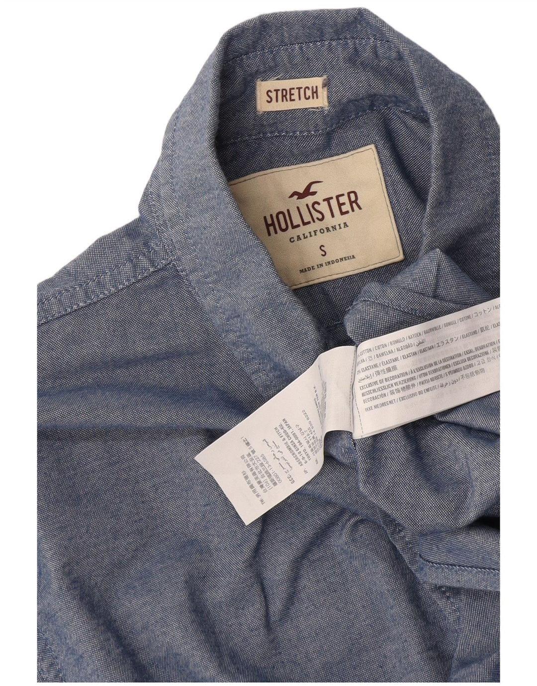 Camisa masculina Hollister pequena azul algodão