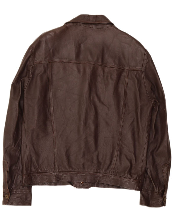 Jaqueta de couro masculina vintage UK 36 pequena marrom