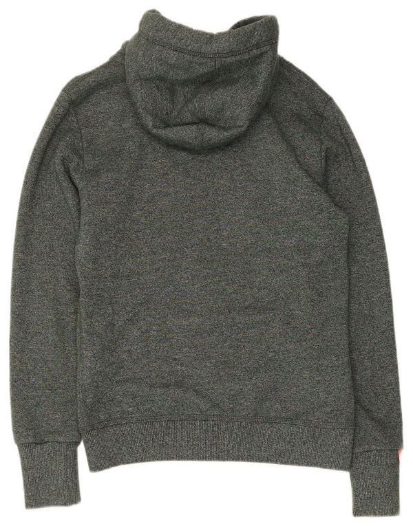 Superdry Mens Zip Hoodie Sweater Small Grey Flecked Cotton