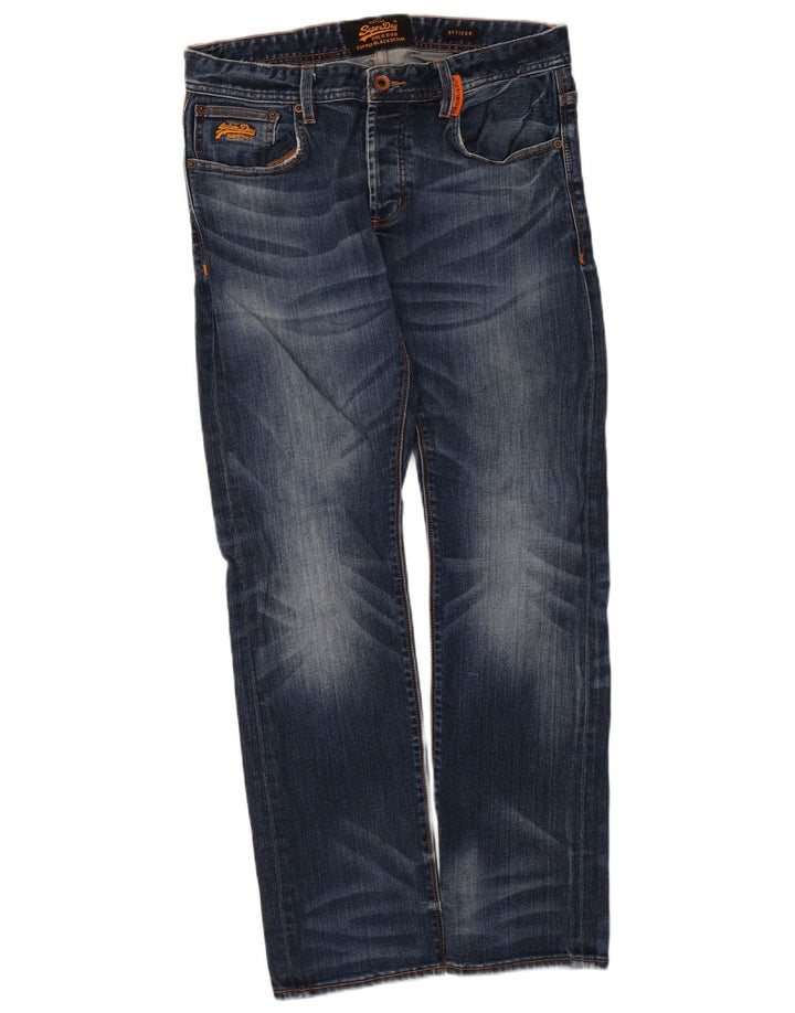 Jeans retos masculinos Superdry W32 L30 algodão azul