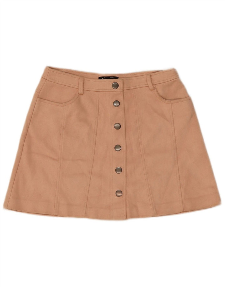 Zara Mini saia feminina média W28 L15 poliéster bege
