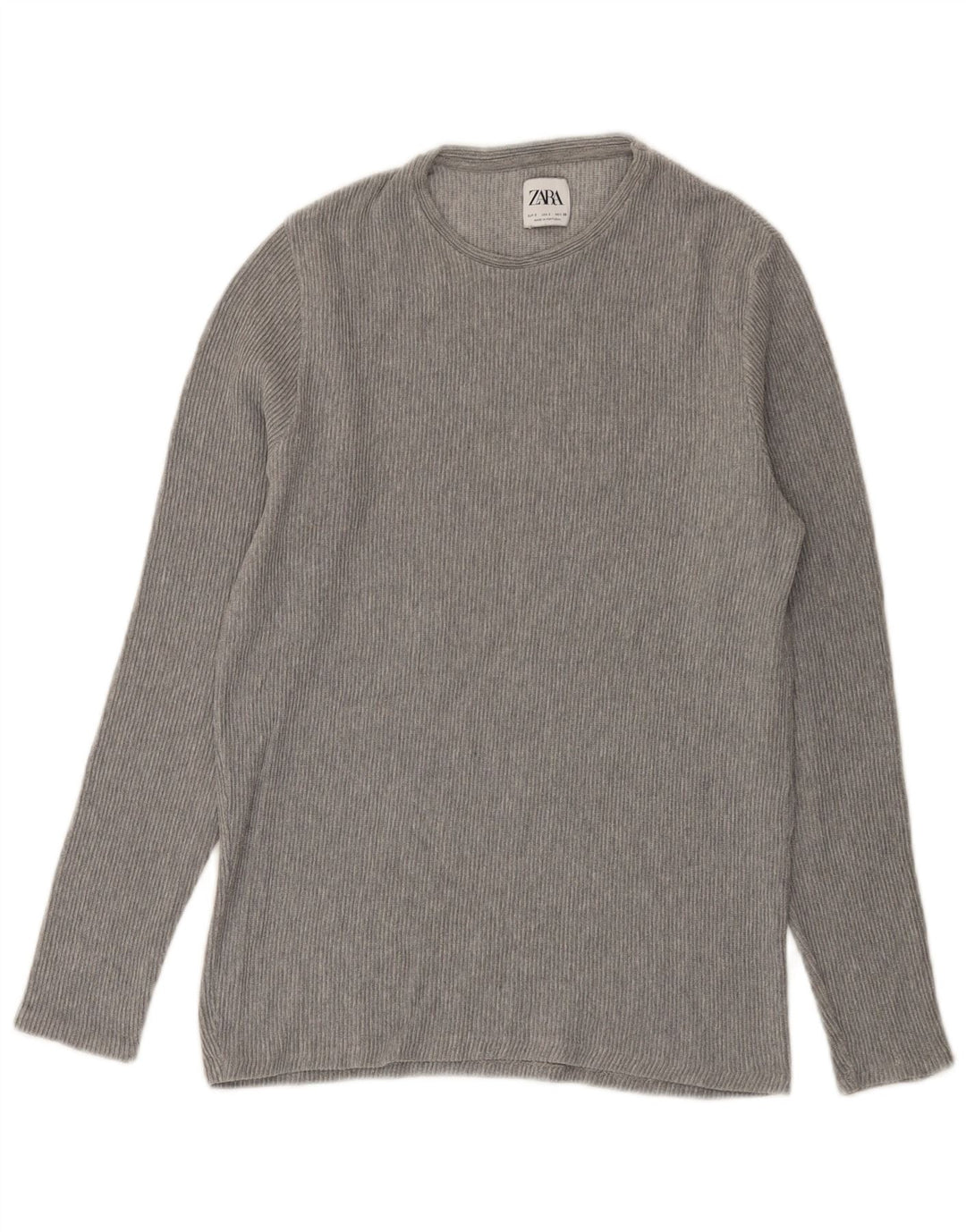 Zara Mens Top Manga Longa Pequena Cinza