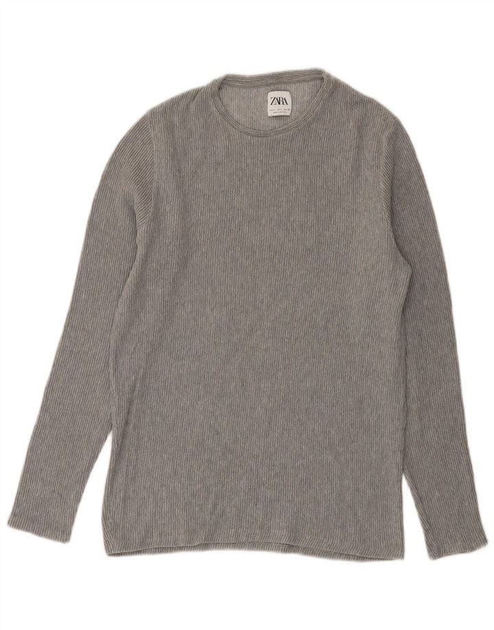 Zara Mens Top Manga Longa Pequena Cinza