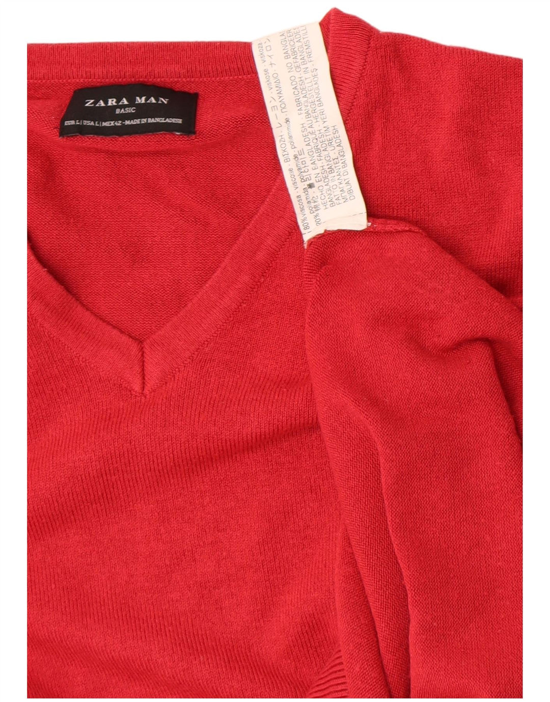 Suéter masculino Zara com decote em V grande viscose vermelha