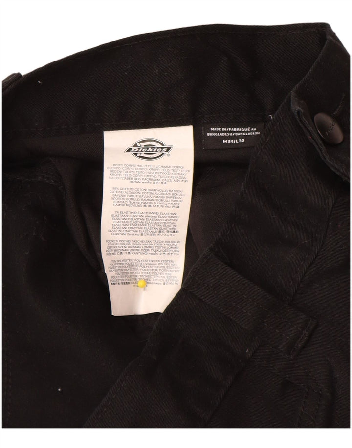 Calças cargo retas masculinas Dickies W34 L32 algodão preto