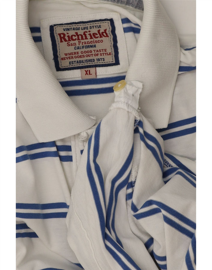 Camisa polo masculina Richfield XL algodão listrado branco