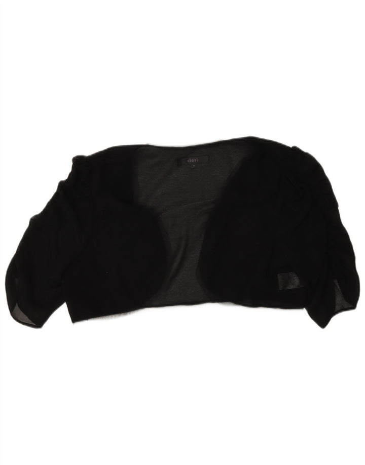 Bolero feminino Coast com manga 3/4 transparente Reino Unido 14 poliéster preto médio