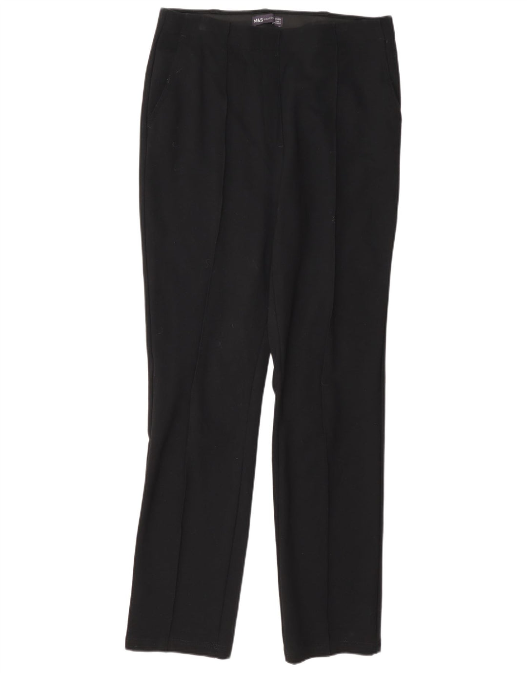 Calça feminina Marks & Spencer Straight Suit UK 12 Médio W32 L30 Preta