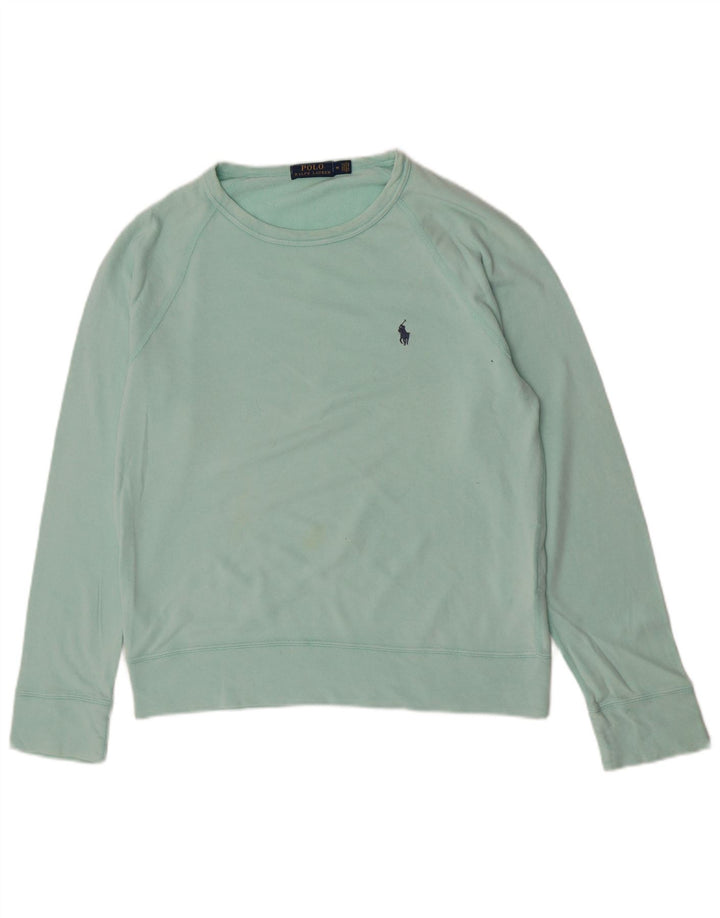 Top masculino Polo Ralph Lauren manga comprida médio turquesa algodão