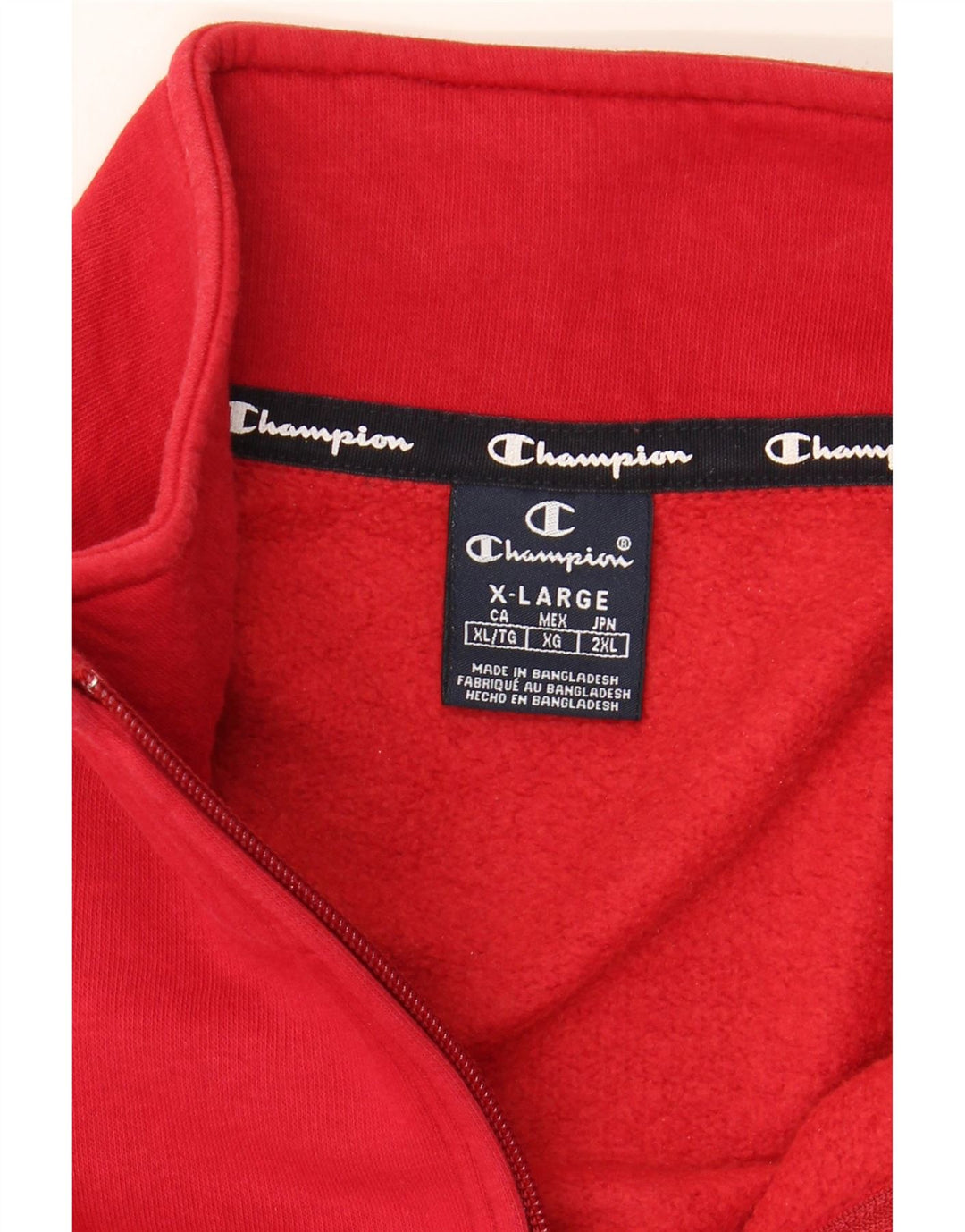 CHAMPION Mens Zip Neck Sweatshirt Jumper XL Red Cotton Vintage Champion and Second-Hand Champion from Messina Hembry 