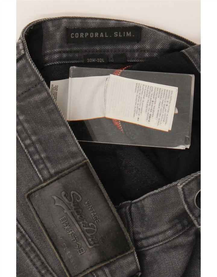 Superdry Mens Corporal Slim Jeans W33 L32 Cinza Algodão