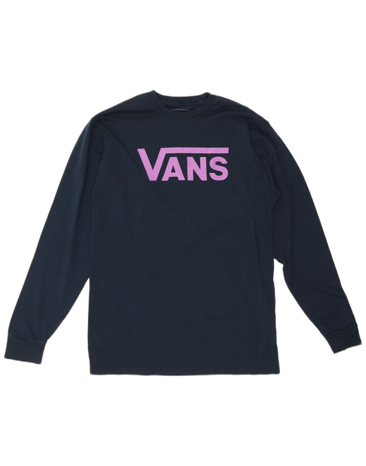 VANS Masculino Classic Fit Graphic Top Manga Longa Médio Azul Marinho Algodão