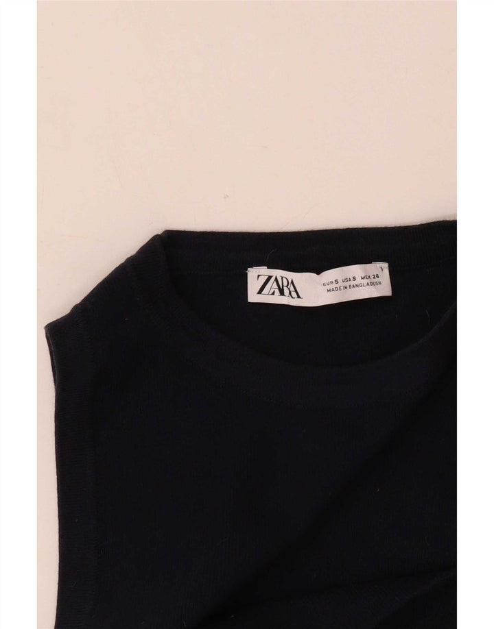 Top colete feminino Zara Reino Unido 8 pequeno azul marinho