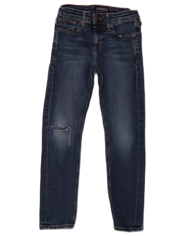 TOMMY HILFIGER Meninos jeans skinny desgastados 7-8 anos algodão azul