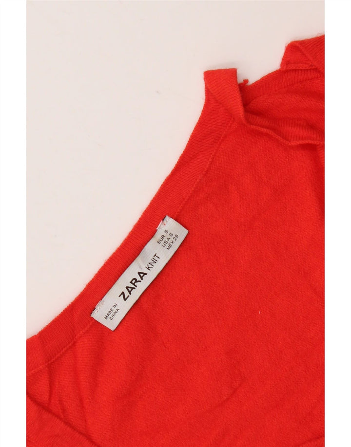 Suéter feminino Zara com decote em V e decote em V UK 10 pequeno vermelho