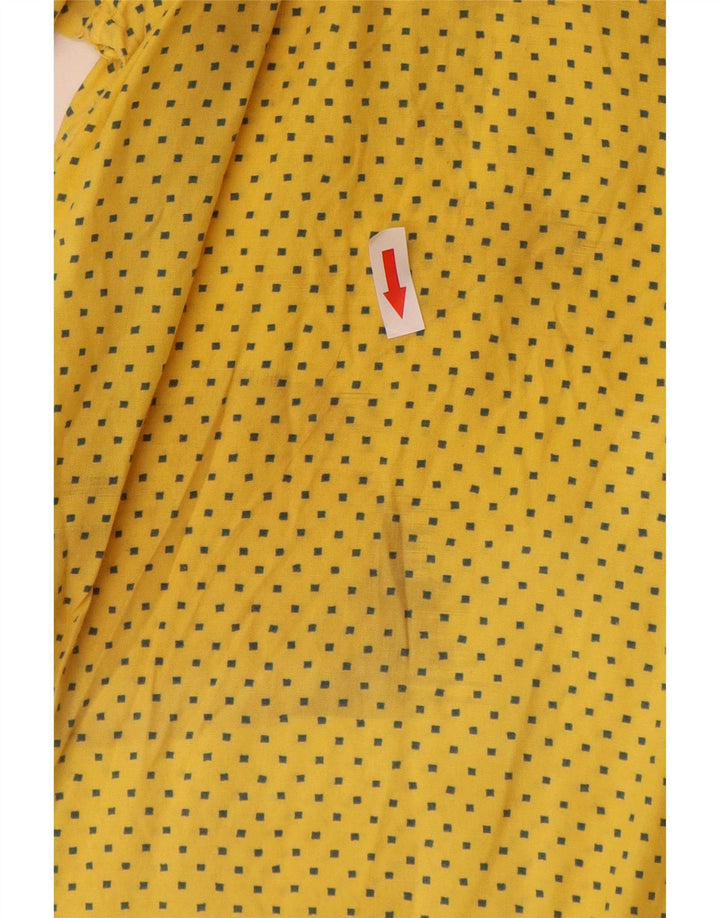 Camisa masculina vintage de manga curta grande viscose manchada amarela