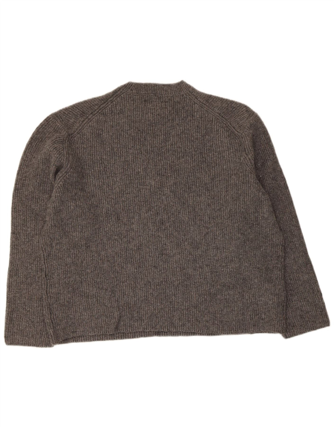 Suéter feminino All Saints com gola redonda grande Reino Unido 14 lã cinza médio