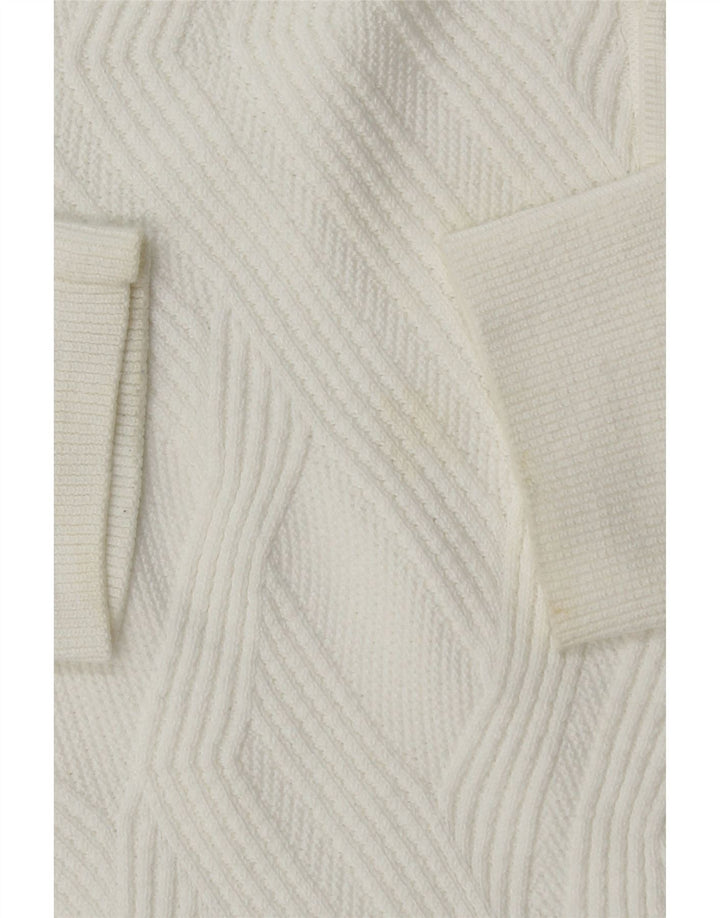 Suéter masculino Marks & Spencer Autograph Polo com gola grande de algodão branco