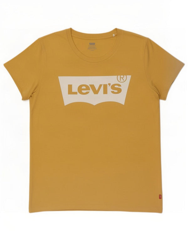 Camiseta feminina Levi's Oversized Graphic UK 10 pequeno algodão amarelo