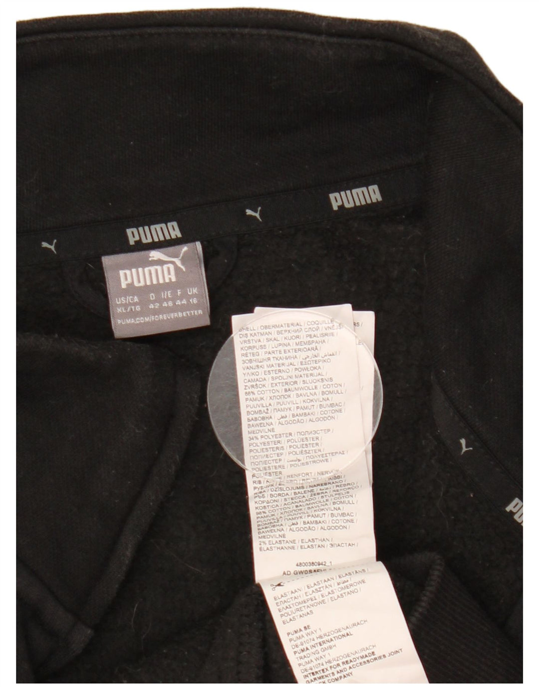 Puma Womens Tracksuit Top Jacket UK 16 Grande Algodão Preto