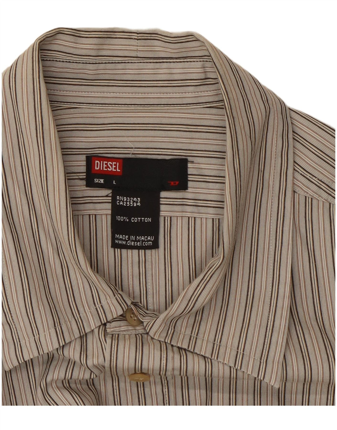 Camisa masculina Diesel grande algodão listrado azul