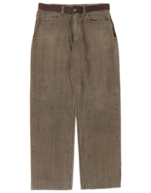 Marlboro Classics Mens Straight Jeans W32 L34 Cinza Colorblock Algodão