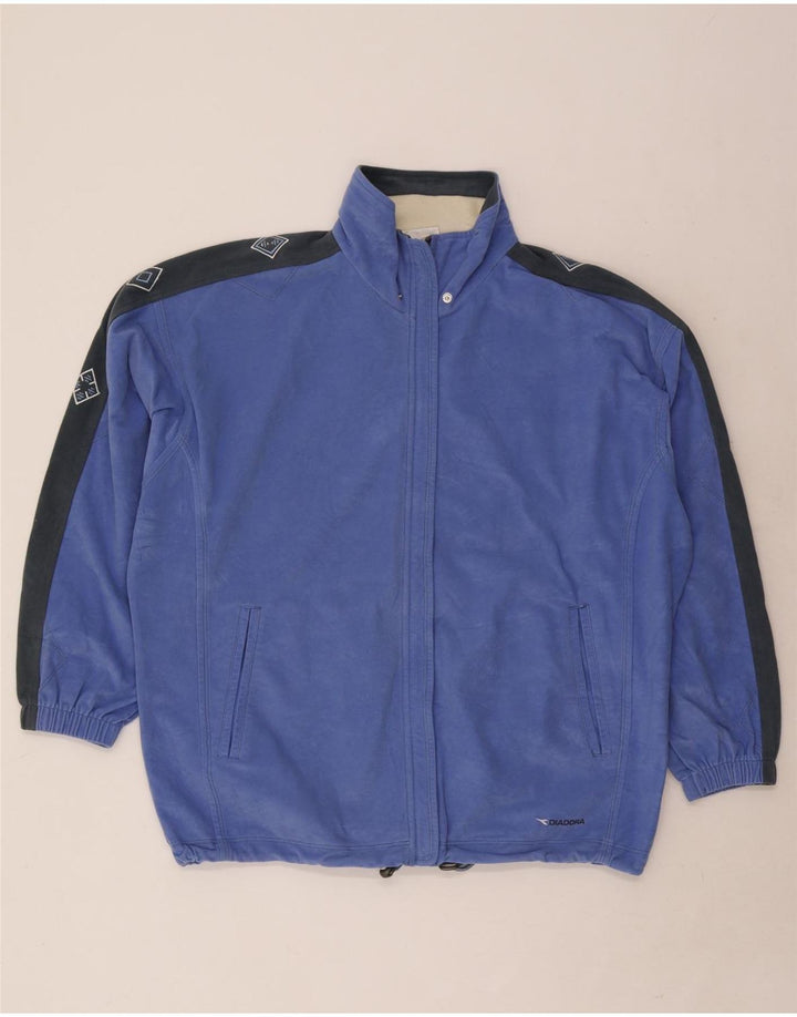 Diadora Womens Oversized Graphic Tracksuit Top Jacket UK 14 Médio Azul