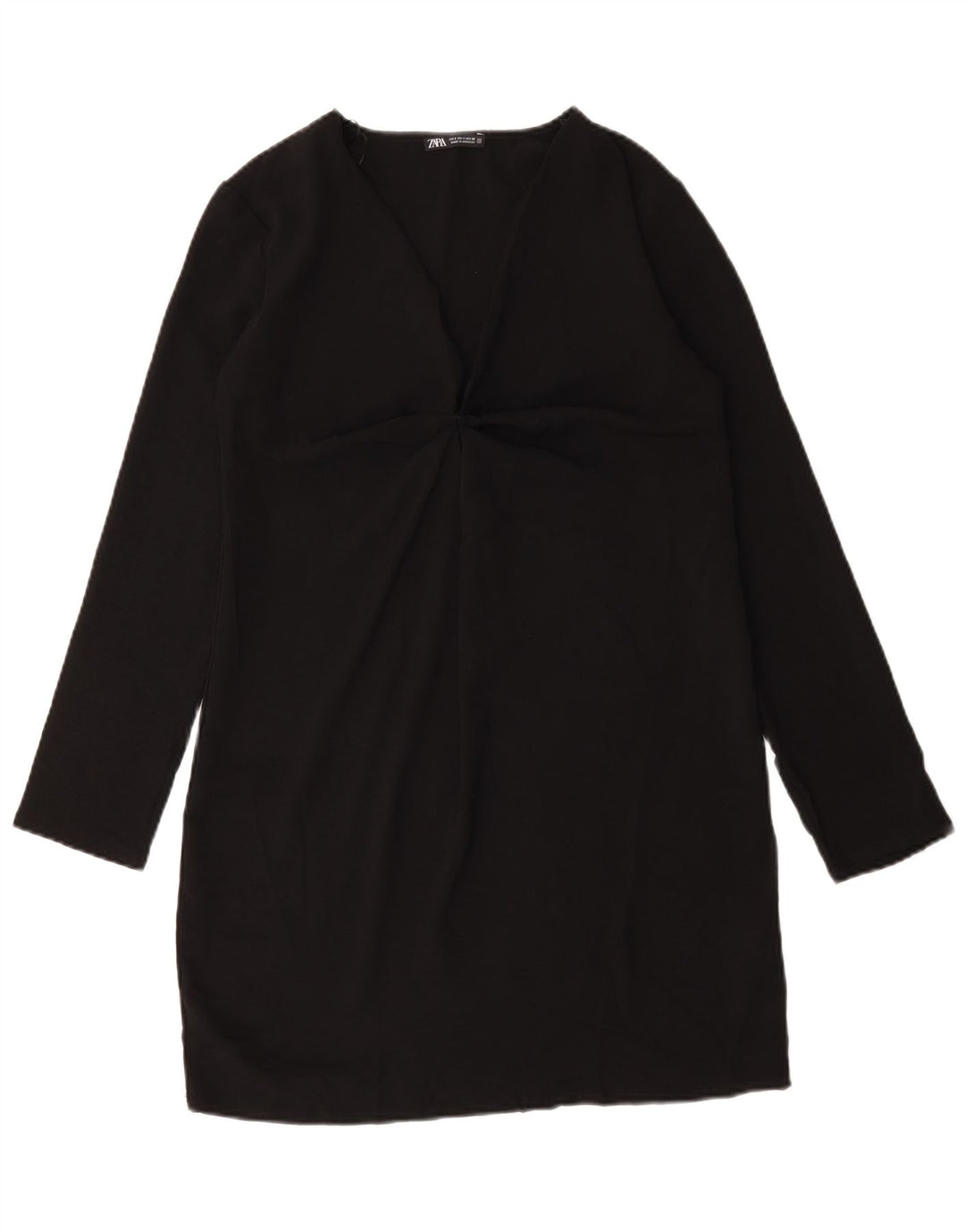 Vestido feminino Zara de manga comprida UK 10 pequeno poliéster preto
