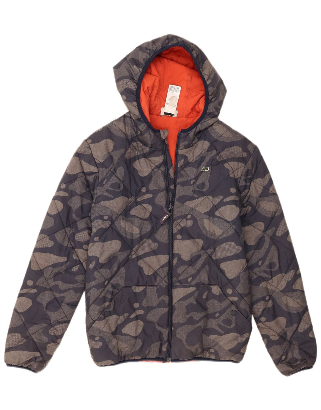 Jaqueta Acolchoada com Capuz Lacoste Meninos 13-14 Anos Azul Marinho Camuflado