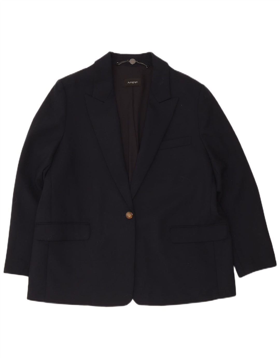 Jaqueta blazer feminina Marks & Spencer com 1 botão grande Reino Unido 18 XL azul marinho