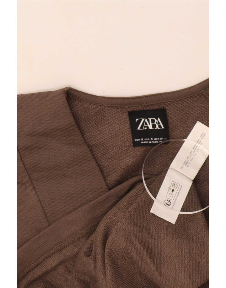 Zara Womens Oversized Vest Top UK 10 Pequeno Algodão Marrom