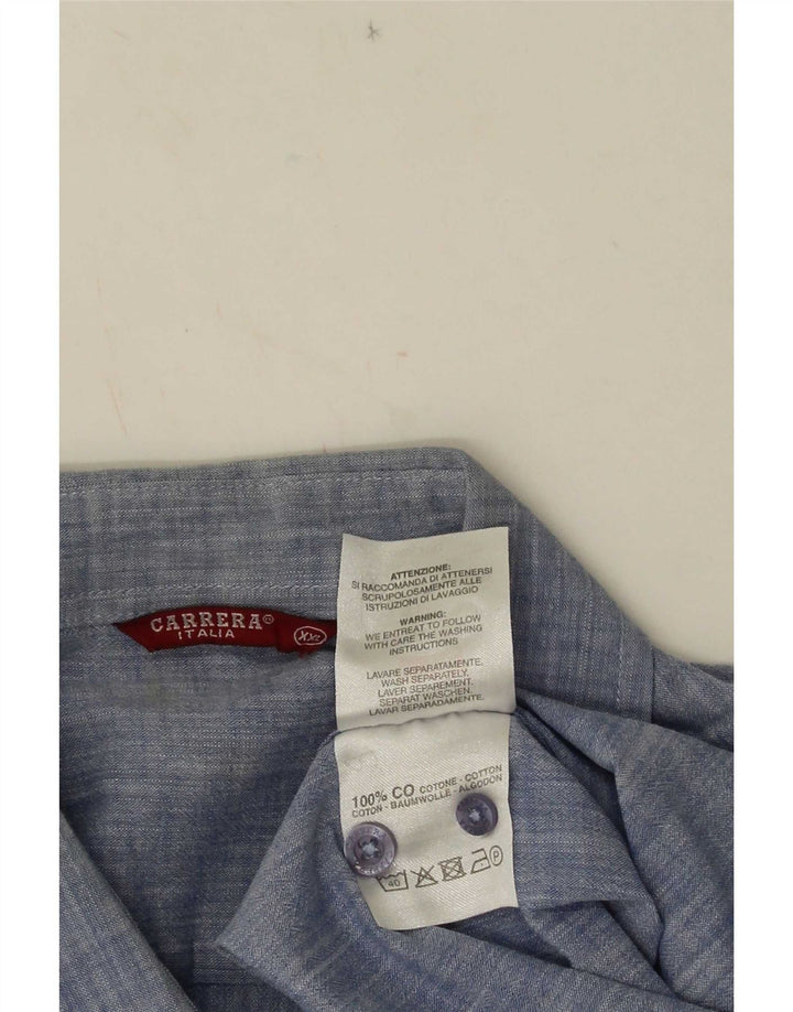 Camisa masculina de manga curta Carrera 2XL algodão azul