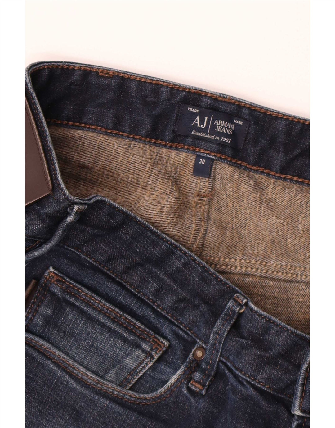 Armani Mens Slim Jeans W30 L28 Azul Marinho Algodão