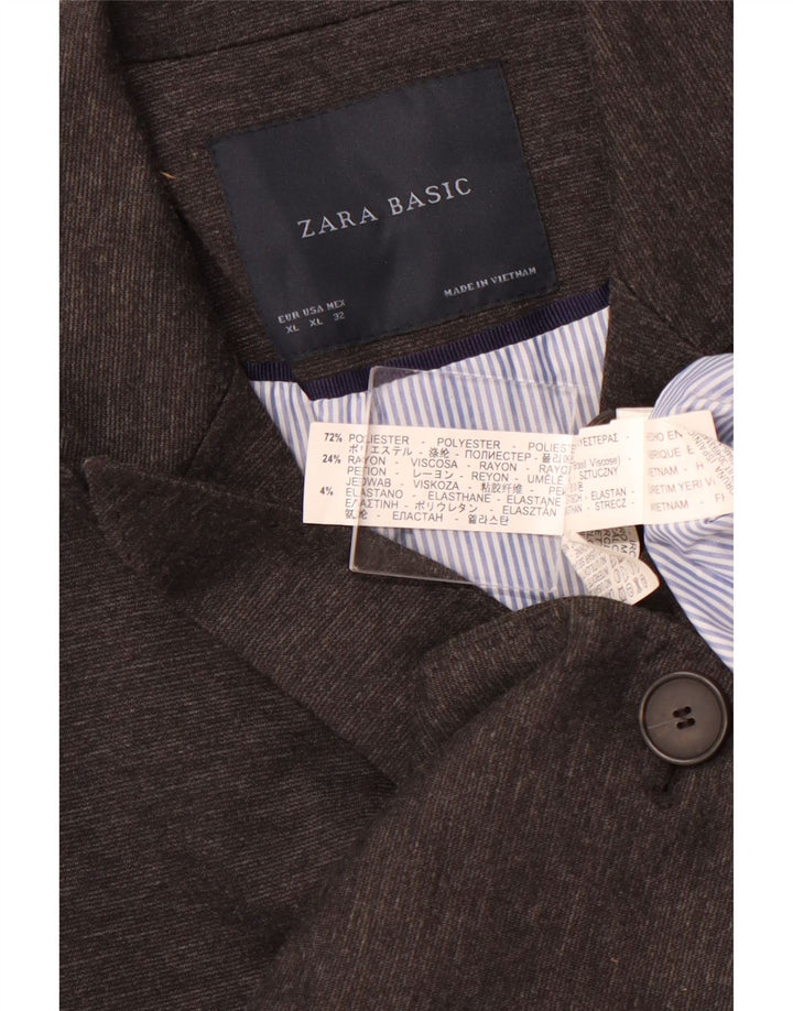 Jaqueta blazer feminina ZARA com 1 botão Reino Unido 18 XL cinza poliéster