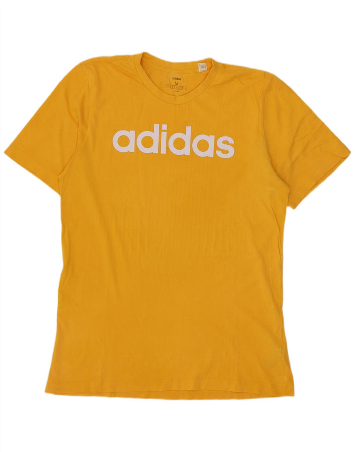 Adidas Mens Graphic T-Shirt Top Médio Algodão Amarelo